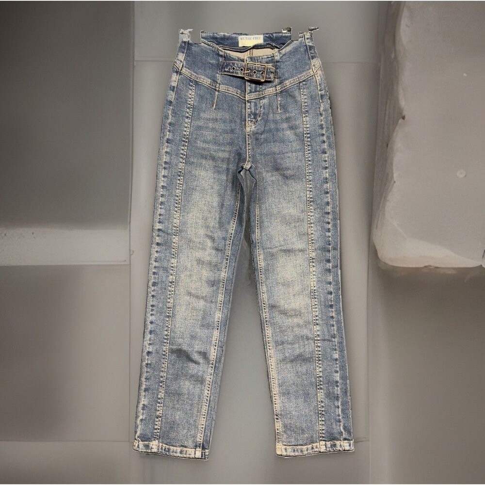 We The Free Free People Vintage Belted High Rise Seamed Denim Jeans Women’s 23